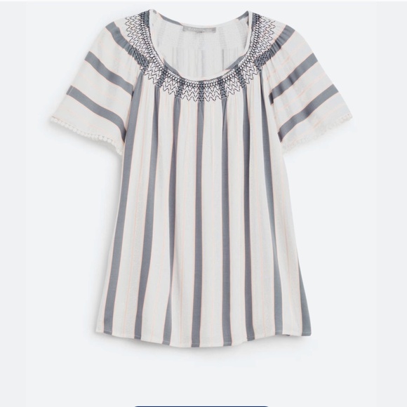 Mallory Embroidered top Daniel Rainn Blue White Stripe XL - Picture 5 of 5